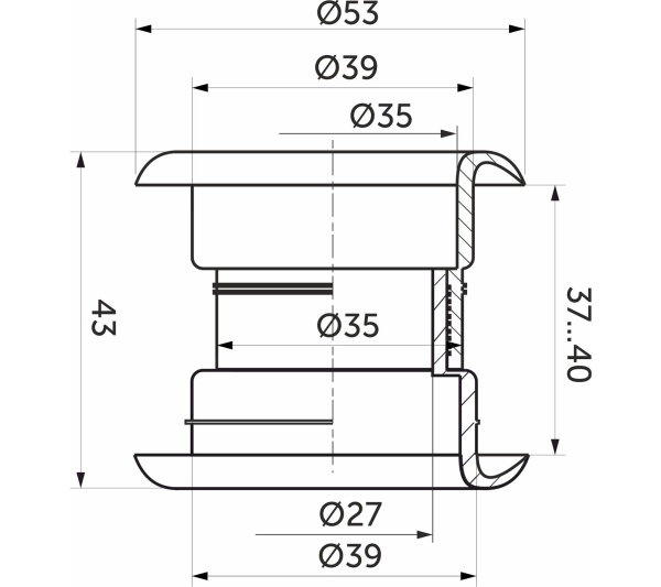 картинка Пропуск вентиляционный D53 белый пластик РП магазин SEFI являющийся официальным дистрибьютором в России  картинка Пропуск вентиляционный D53 белый пластик РП от магазина SEFI