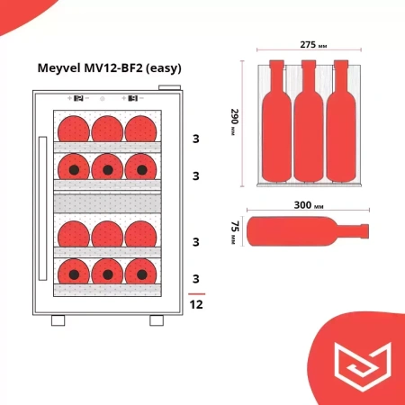 картинка Винный шкаф Meyvel MV12-BF2 удобный (easy) от магазина SEFI