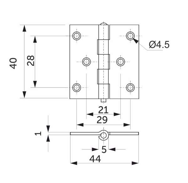 картинка Петля карточная 40*40мм желтый цинк SAZ от магазина SEFI