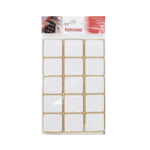 картинка Подкладка самоприлипающая фетровая 30х30мм (1лист-15шт) белая Folmag от магазина SEFI