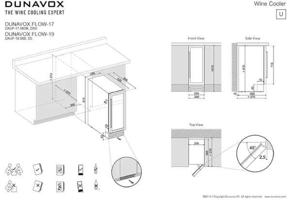 картинка Встраиваемый винный шкаф Dunavox DAUF-17.58DC от магазина SEFI