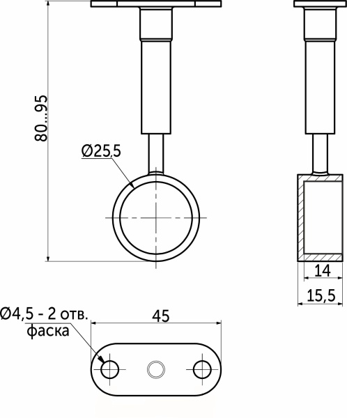 картинка Держатель дистанционный концевой трубы d25 (936А) с регуляцией, хром AKS от магазина SEFI