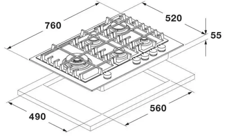 картинка Газовая варочная панель Fulgor Milano FUH 755 G DWK MBK от магазина SEFI