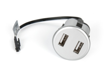 картинка Встраиваемая USB зарядка 2х1А Alumove Light USB-Carger, серебро (303090-S-MP) от магазина SEFI