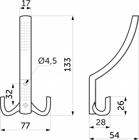 картинка Крючок меб. трехрожковый мет. WP11 хром матовый GRIDLI от магазина SEFI