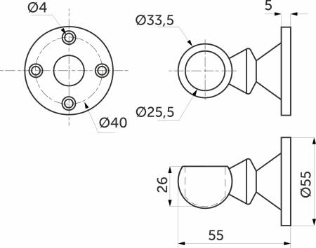 картинка Держатель дистанционный концевой трубы d25 (993), хром AKS от магазина SEFI