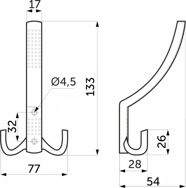 картинка Крючок меб. трехрожковый мет. WP11 сатин GRIDLI магазин SEFI являющийся официальным дистрибьютором в России  картинка Крючок меб. трехрожковый мет. WP11 сатин GRIDLI от магазина SEFI