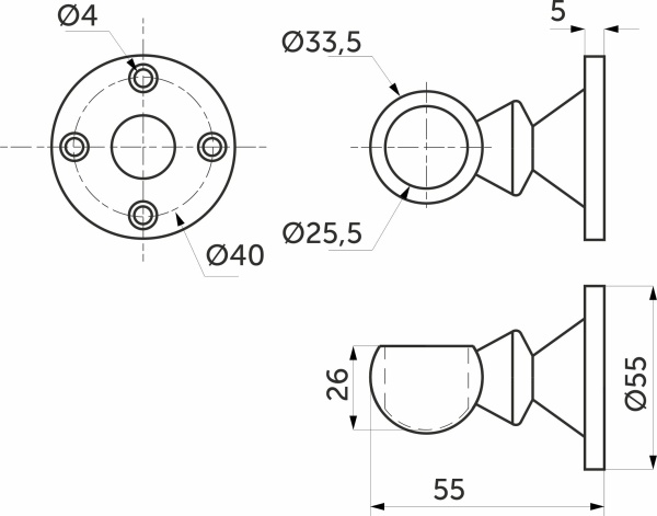 картинка Держатель дистанционный концевой трубы d25 (993), хром AKS от магазина SEFI