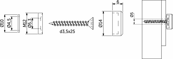 картинка Крепление зеркала мет. AJ04АL 14мм хром (1кпл=4шт) AKS от магазина SEFI