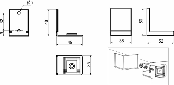 картинка Навес регулируемый 3-составной белый (уп/20компл) AKS от магазина SEFI