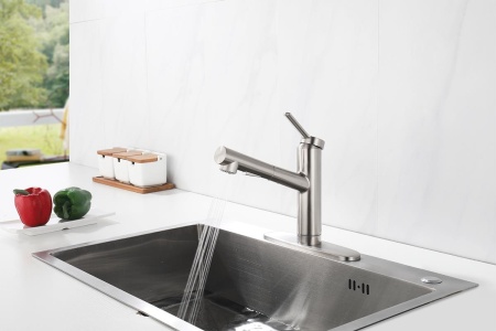 картинка Смеситель для кухни c выдвижной лейкой, EMAR 3012, цвет сатин от магазина SEFI