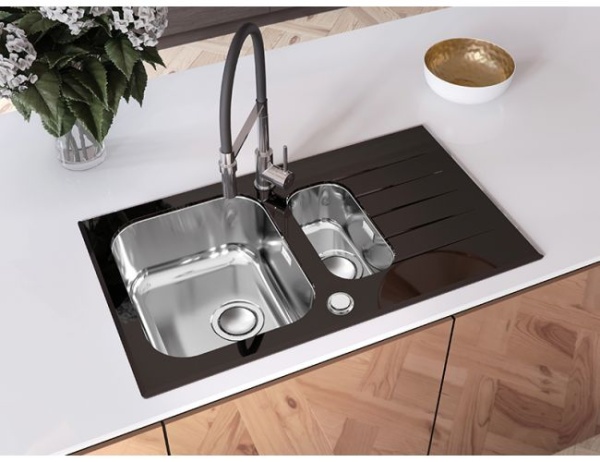 картинка Мойка GLASSIX UP 20 (белый цвет) 860X5001X  в компл.с сифон 1123353 от магазина SEFI