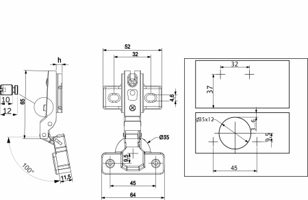 картинка Петля полунакладная с пружиной 48мм h0 slide-on AKS LIGHT от магазина SEFI