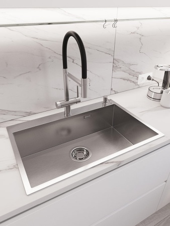 картинка Мойка EMAR 125A, покрытие PVD, цвет сатин - с дозатором в комплекте от магазина SEFI