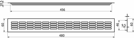 картинка Решетка вентиляционная 480х60мм инокс алюминий AKS (тип 2) от магазина SEFI