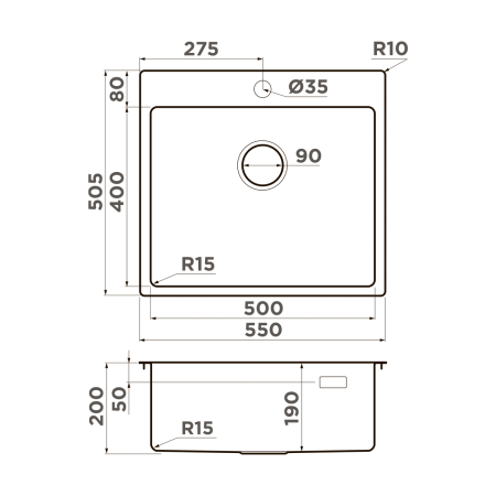 картинка Omoikiri Amadare 55-IN нерж. сталь/нержавеющая сталь от магазина SEFI