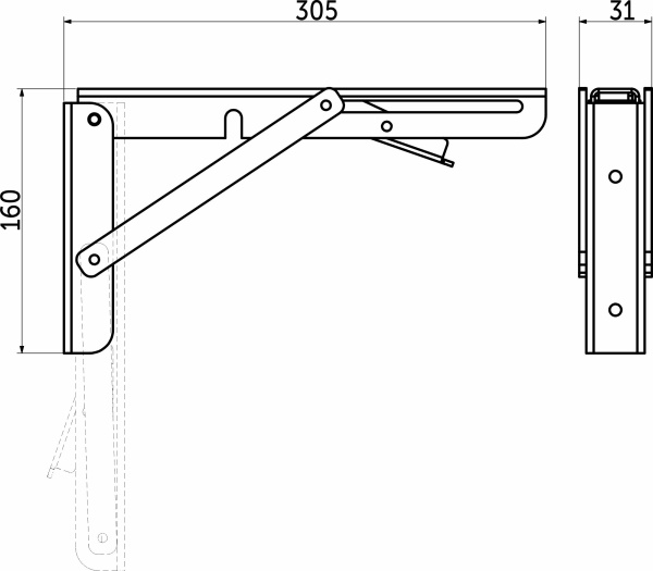 картинка Полкодержатель складной 300 белый AKS (Модель 1) от магазина SEFI