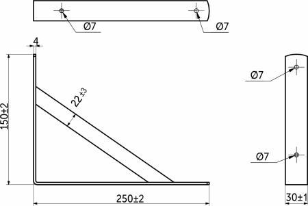 картинка Полкодержатель мет. LINE 250*150*30*4, черный AKS от магазина SEFI