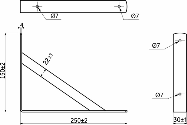 картинка Полкодержатель мет. LINE 250*150*30*4, черный AKS от магазина SEFI