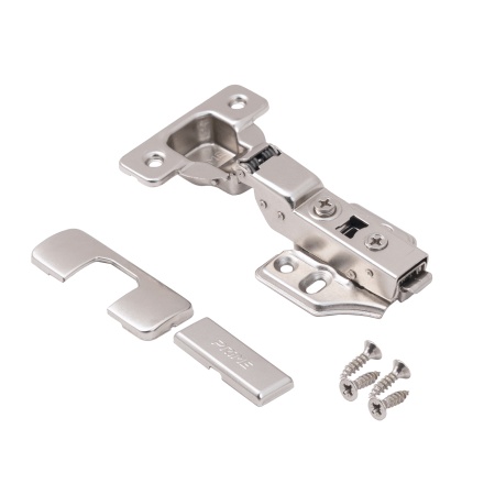 картинка Петля полунакладная с доводчиком 45мм h0 clip-on PRIME by AKS (саморезы, заглушки) д/фасадов до 28мм (упак.-2шт.) от магазина SEFI