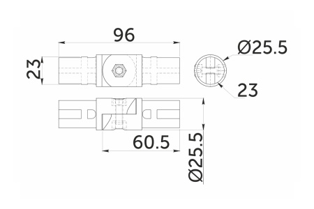 картинка Соединитель 2-х труб d25 (544) петельный, хром AKS от магазина SEFI