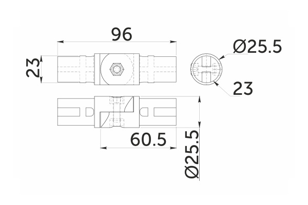 картинка Соединитель 2-х труб d25 (544) петельный, хром AKS от магазина SEFI