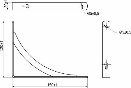 картинка Полкодержатель мет. KOMETA 150*120*20*3, черный AKS от магазина SEFI