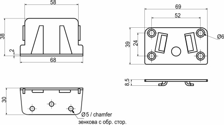 картинка Кроватное крепление (зацеп) центральный (уп/200компл), AKS от магазина SEFI