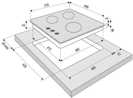 картинка Газовая варочная панель KRONA GALILEO 45 WH от магазина SEFI