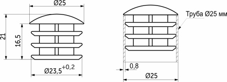 картинка Заглушка внутр. трубы d25 (507А) 0,8мм, хром AKS от магазина SEFI