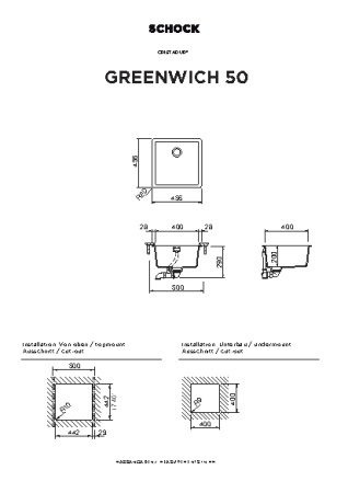 картинка Кухонная мойка SCHOCK GREENWICH 50 CRISTADUR пуро от магазина SEFI