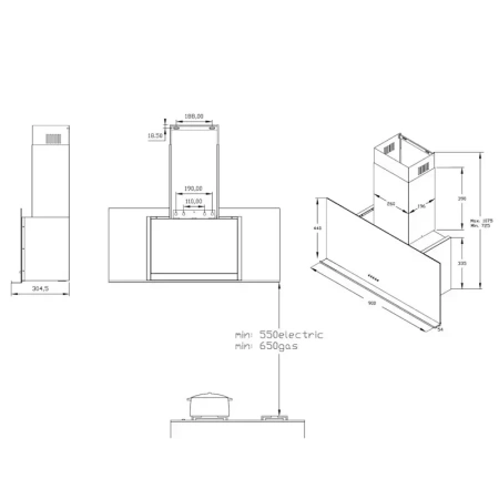 картинка Вертикальная Вытяжка Korting KHC 95330 GN от магазина SEFI