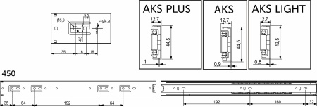картинка Направляющая шариковая L-450 h=45 AKS A от магазина SEFI