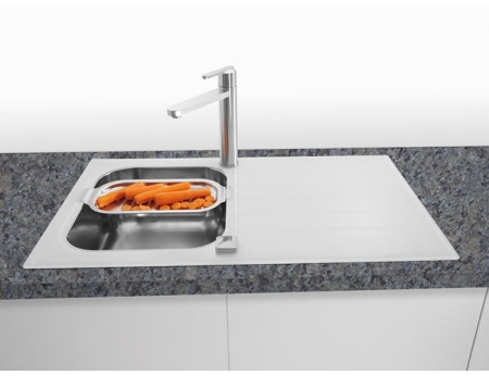 картинка Мойка Alveus GLASSIX 10 RAL9005-90 (белый цвет) 860X5001X в компл.с сифон 1127251, от магазина SEFI
