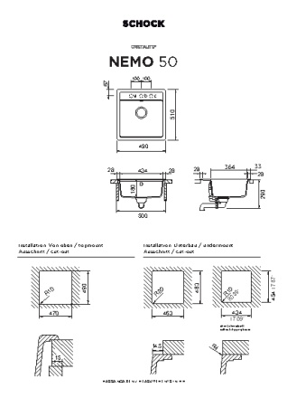 картинка Кухонная мойка SCHOCK NEMO 50 CRISTALITE эверест от магазина SEFI
