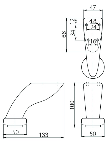 картинка Опора меб. мет. D-712 h100 хром AKS от магазина SEFI