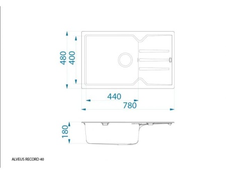 картинка Мойка для кухни ALVEUS GRANITAL RECORD 40 G11 ARCTIC  780 x 480 x 180  в комплекте с сифоном 1130548 от магазина SEFI