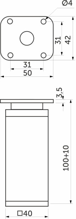 картинка Опора меб. алюм. DAКP-27 h100 с регул. хром AKS от магазина SEFI