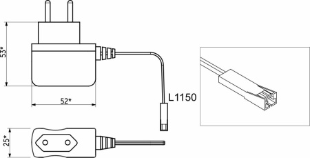 картинка Блок питания Wall 6W/12V розеточный с миниконнектором, AKS от магазина SEFI