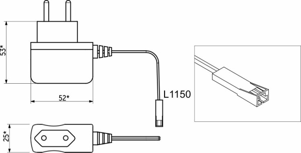 картинка Блок питания Wall 6W/12V розеточный с миниконнектором, AKS от магазина SEFI