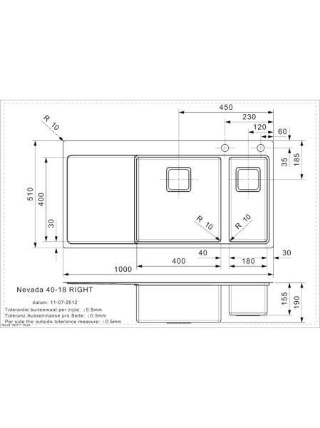картинка Мойка Reginox Nevada L 40x18 Right brushed от магазина SEFI