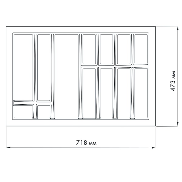 картинка Лоток для столовых приборов LINE, ширина фасада 800 мм для Blum Tandembox глубиной 500 мм от магазина SEFI