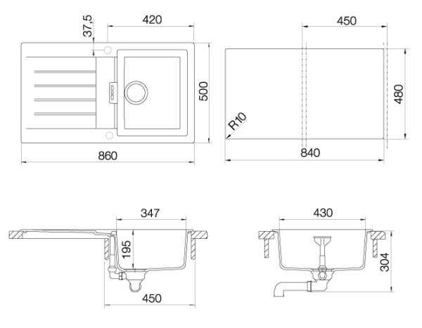картинка Кухонная мойка SCHOCK SIGNUS 45D CRISTADUR пуро от магазина SEFI