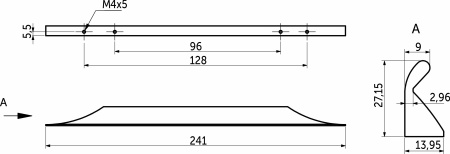 картинка Ручка меб. скоба алюм. ENVISION 96-128/241 черный матовый, AKS от магазина SEFI