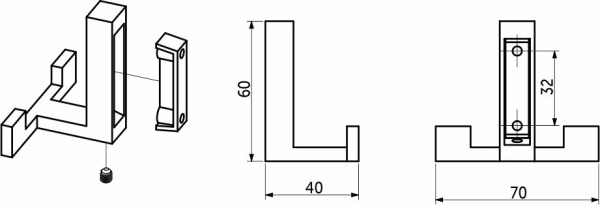 картинка Крючок меб. двухрожковый мет. LEGGO шлифованный титан AKS от магазина SEFI