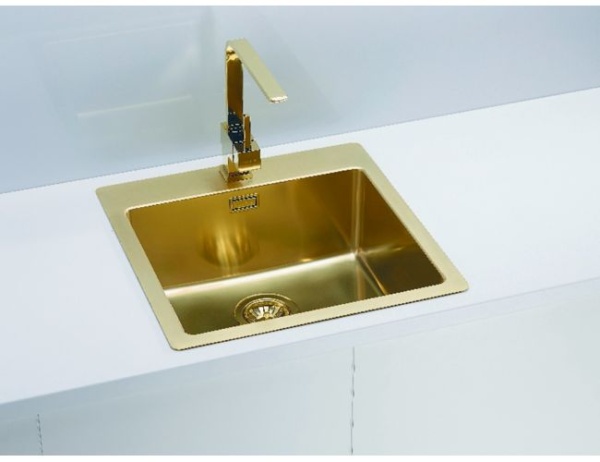 картинка Мойка ALVEUS PURE MONARCH 30 GOLD-90 FS 515X525 в компл. с выпуском без сифона, от магазина SEFI