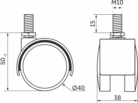 картинка Колесо меб. пласт. d40 с винтом М10, черный AKS от магазина SEFI