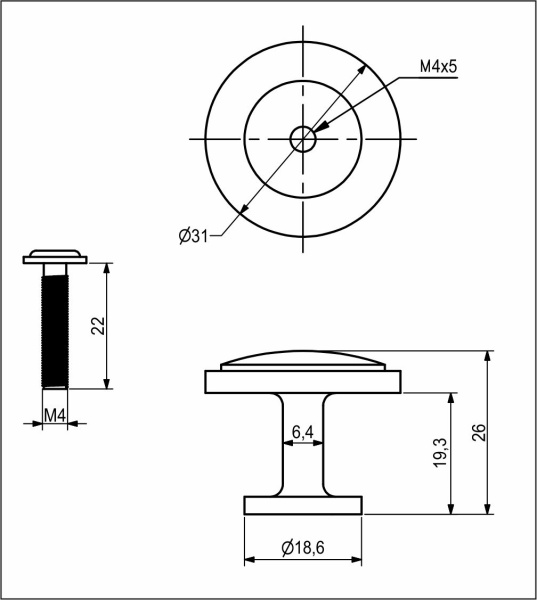 картинка Ручка меб. кнопка мет. NEO черный матовый AKS от магазина SEFI