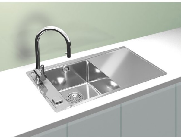 картинка Мойка ALVEUS STRICTO 10L KMB 90 FI левая 790X472 в комплекте с сифоном 1127252, от магазина SEFI