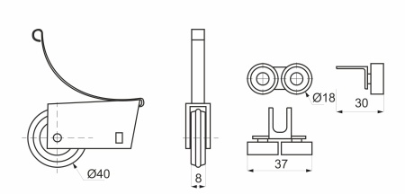 картинка Комплект роликов SENATOR закрытый для 1 раздвижной двери AKS LIGHT 50 кг от магазина SEFI